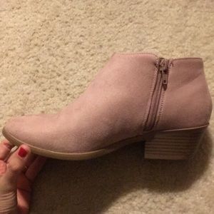 Pink suede booties